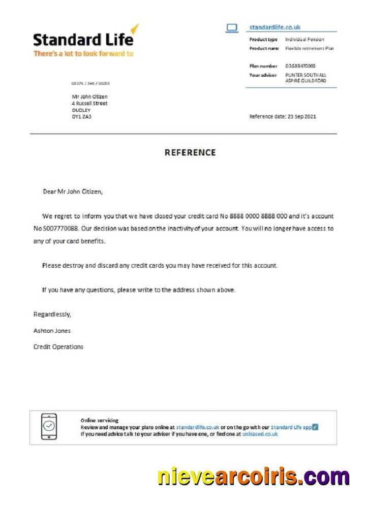 United Kingdom Standard Life closure reference